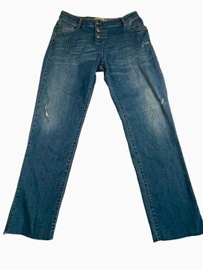 PLEASE Italian Denim Jeans Bootcut Distressed Button Fly Size Large